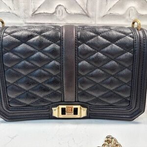 Rebecca Minkoff Leather Crossbody Bag with Adjustable Strap and Gold Accents
